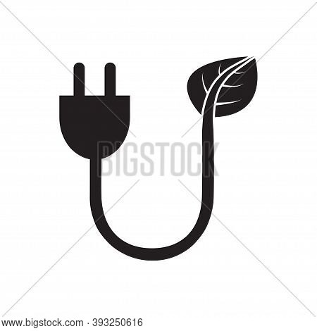 Eco Energy Plug In Vector Icon Save Energy Stem Leaves With Electric Plug Ecology Concept For Graphi
