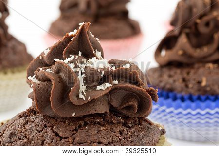 cupcakes med chokolade ganache