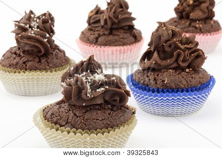cupcakes med chokolade ganache