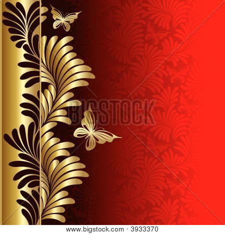 与植物和蝴蝶的背景。