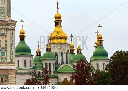 Detailed View Of Ancient Saint Sophia Cathedral In Kyiv. Unesco World Heritage Site. Christian Ortho