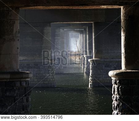 Kiev, Ukraine January 21, 2020: City, Kiev Bridge Over The Dnieper River, Named After Paton, Aging, 