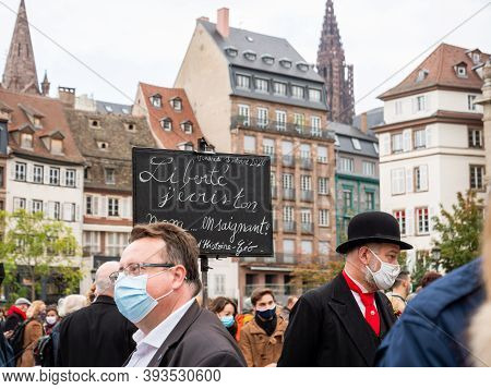Strasbourg, France - Oct 19, 2020: Freedom I Write Your Nema - People Pay Tribute To History Teacher