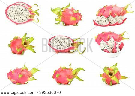 Collection Of Pitahaya Isolated Over A White Background