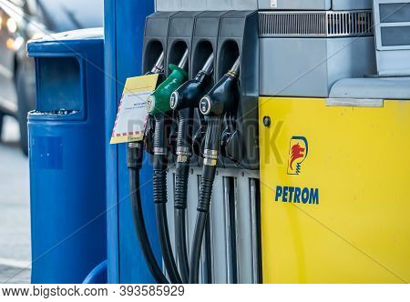 Bucharest/romania - 10.17.2020: Gas Or Fuel Pump At Omv Petrom Gas Station