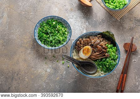 Chicken Shio Ramen Or Salted Stock Soup, Japanese Cuisine, Copy Space