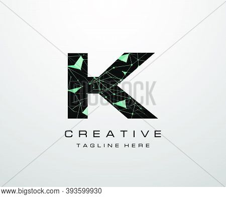 Letter K Logo. Abstract Technology K Letter Design, Made Of Various Geometry Chain Line Letter Logo