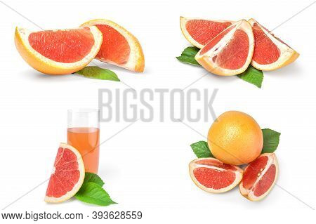 Collage Of Grapefruit On A White Background
