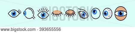 Set Of Eyeball. Cartoon Icon Design Templates With Various Models. Modern Vector Illustration Isolat