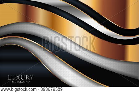Luxury Shinny Silver Background Combine With Golden Lines Element. Graphic Design Element.