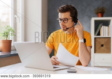 Freelancer Working Remotely, Holding Video Call With Clients, Looking At Laptop Computer Screen, Do 