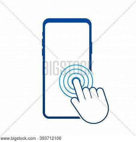 Click Smartphone. Empty Screen, Phone Mockup. Device Mockup. Cursor Icon Vector. Hand Pointer Vector