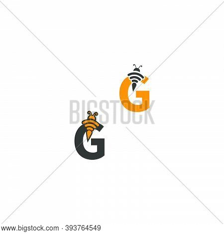Letter G Bee Icon  Creative Design Logo