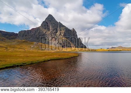 Lake Anayet With The Anayet Peak In The Background One Day In September