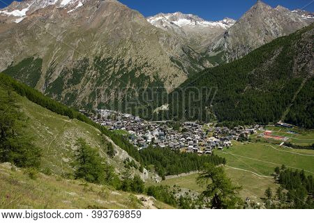 Village Of Saas Fee On A Summer Day