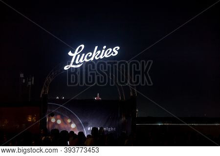 Belgrade, Serbia - August 17, 2019: Luckies, The Vintage Name For Lucky Strike Logo In Front Of Thei