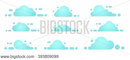 Set Blue Icon Cloud. Vector Elements Clouds Flat Stock Illustration.