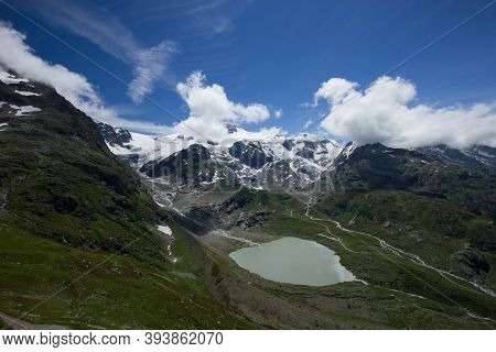 Panorama At The Top Of The Alpine Pass Susten Between Uri And Bern