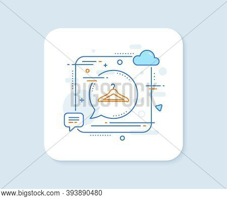 Cloakroom Line Icon. Abstract Square Vector Button. Hanger Wardrobe Sign. Clothes Service Symbol. Cl