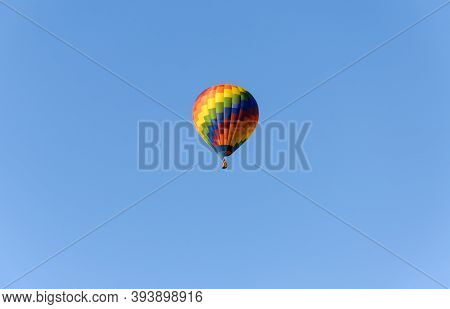 Colorful Hot Air Balloon In The Blue Sky.