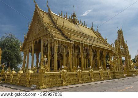 Chachoengsao Province, Thailand 18,07,2019 Beautiful Golden Chapel Of Wat Paknam