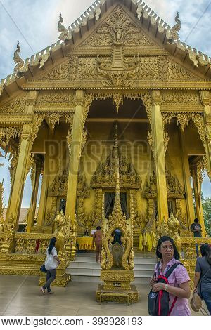 Chachoengsao Province, Thailand 18,07,2019 Beautiful Golden Chapel Of Wat Paknam
