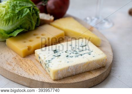 Cheese Collection, French Fol Epi  Cheese With Many Little Holes, Etorki, Tomme Noire Des Pyrenees A