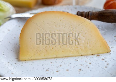 Cheese Collection, French Fol Epi  Cheese With Many Little Holes, Etorki, Tomme Noire Des Pyrenees A