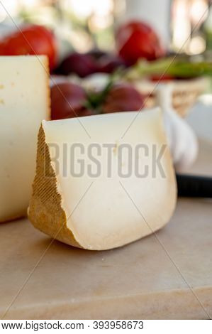 Cheese Collection, French Fol Epi  Cheese With Many Little Holes, Etorki, Tomme Noire Des Pyrenees A