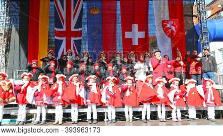 Schwaebisch Gmuend, Germany- February 23, 2019: 36th International Carnival Music Festival