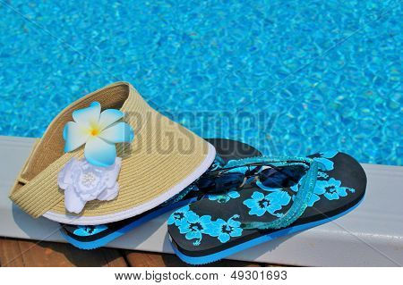 Flip flops and a sunvisor