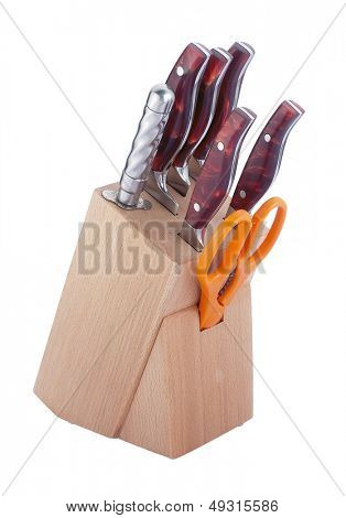 ensemble de couteau de cuisine isolé sur fond blanc