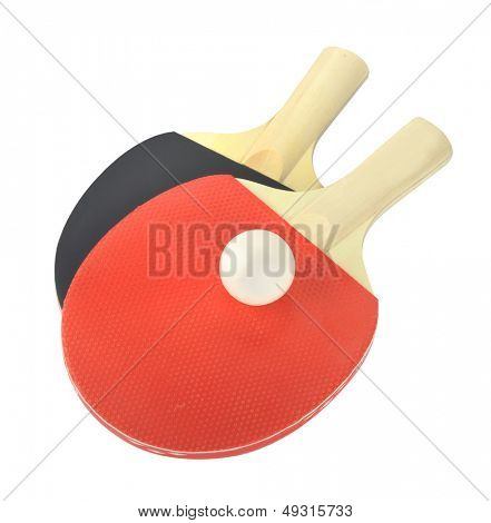 Racchette da tennis tavolo e palla isolata on white background