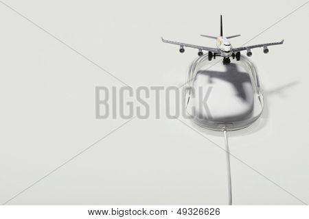 Jumbo jet su apple macintosh computer mouse digitale composita