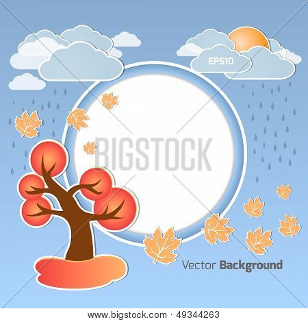 Good weather round  background. Blue sky with clouds. Vector