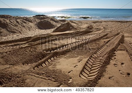 car tracks in the sand