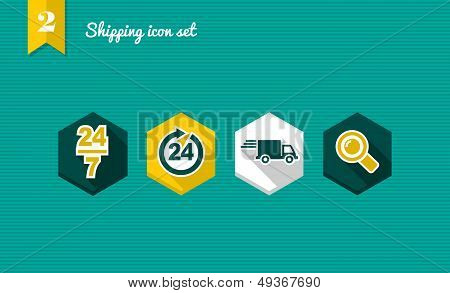 Shipping Flat Icons Set.