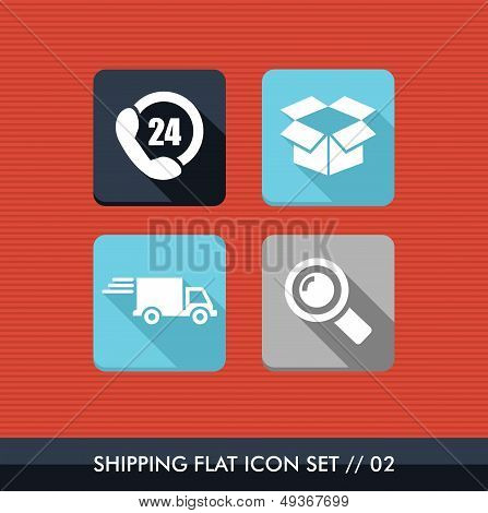 Shipping Flat Icons Set.