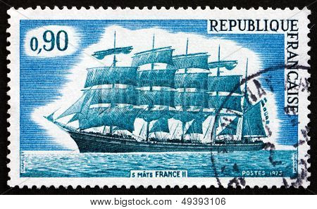 Postage Stamp France 1973 Five-master France Ii, Sailboat