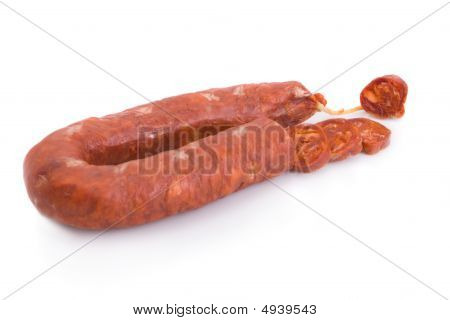 Barrancos üzerinden İber Chorizo dilimlenmiş