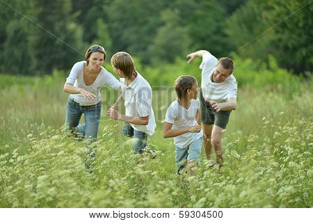Family having fun in park