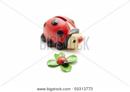 Ceramics and wooden beetle