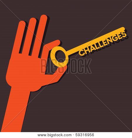 Challenges key in hand stock vector