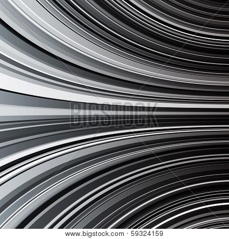 Abstract black and white warped stripes background