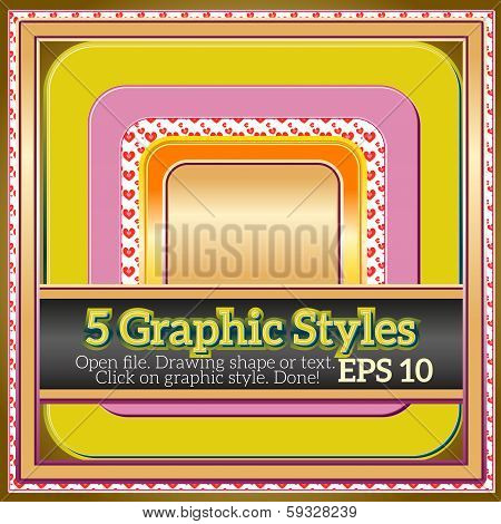 Set Of Funny Warm Yellow Graphic Styles For Design.