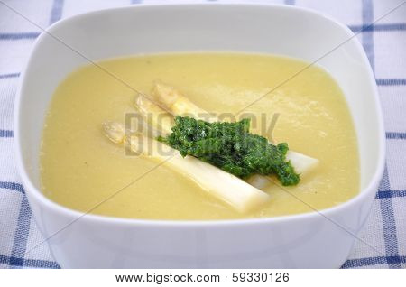 A beautiful light, creamy asparagus soup,.