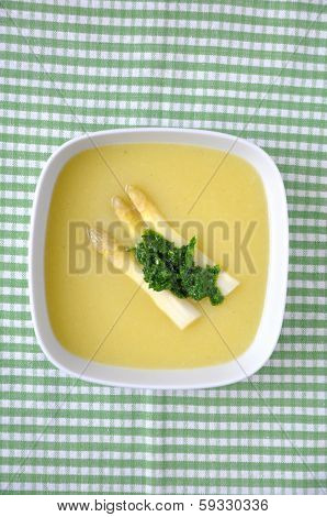 A beautiful light, creamy asparagus soup,.