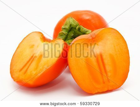 Orange Ripe Persimmon Isolated On White