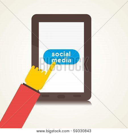 social media use on tablet vector