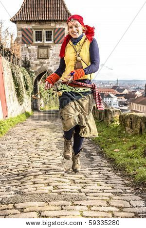 Gypsy Girl Running Medieval Way